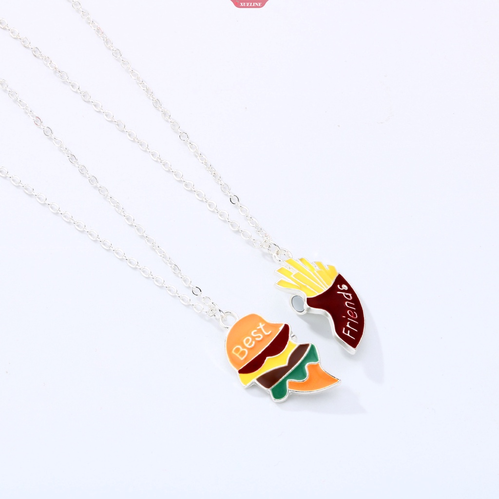 Paduan Seng enamel Liontin burger Dan Kentang Goreng Tetes Minyak Liontin, Perhiasan fashion Teman Baik Kalung set [ZXL]