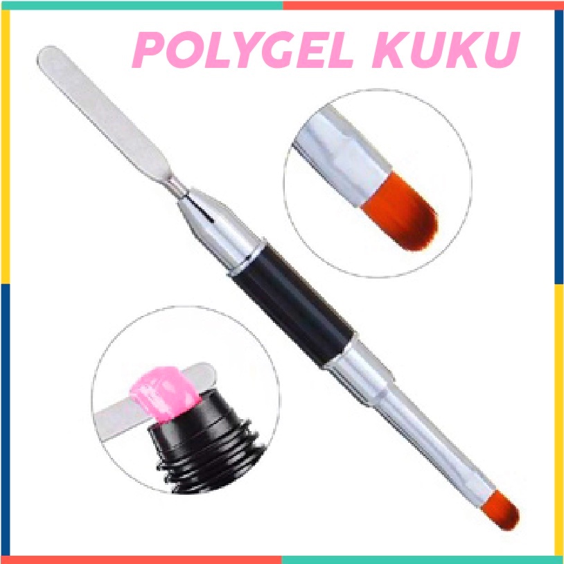 Kikir Kuku Double Dual Brush Spatula Poly Gel Kuas Polygel Extension KU019