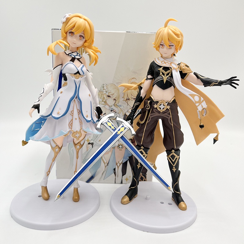 Game Genshin Impact Karakter Traveller Lumine Gambar Anime Aether Figure Collection Model Dewasa Anak Mainan Ulang Tahun