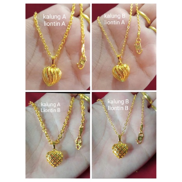 kalung Medan kecil love garis lapis emas 24k