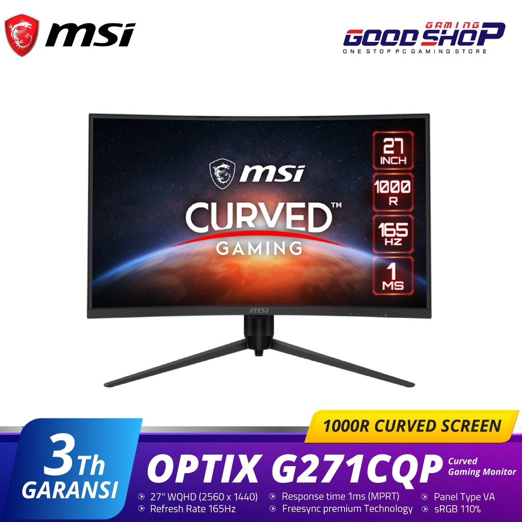 MSI Optix G271CQP 27&quot; 165hz 1ms WQHD Freesync - Gaming Monitor