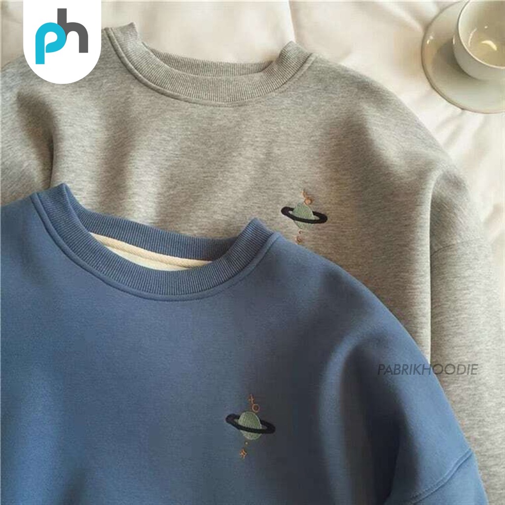 PABRIKHOODIE - BASIC SWEATER  LITTLE SATURNUS 001 M-XXL (BORDIR) {PRIA &amp; WANITA}