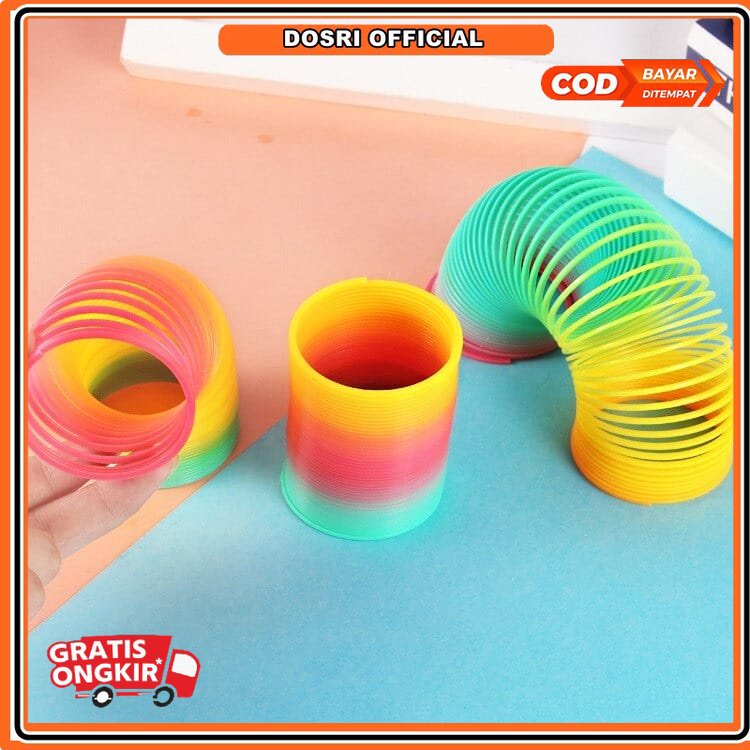 [BISA COD] Rainbow spring sedang mainan per pegas pelangi slinky 4.5 x 5