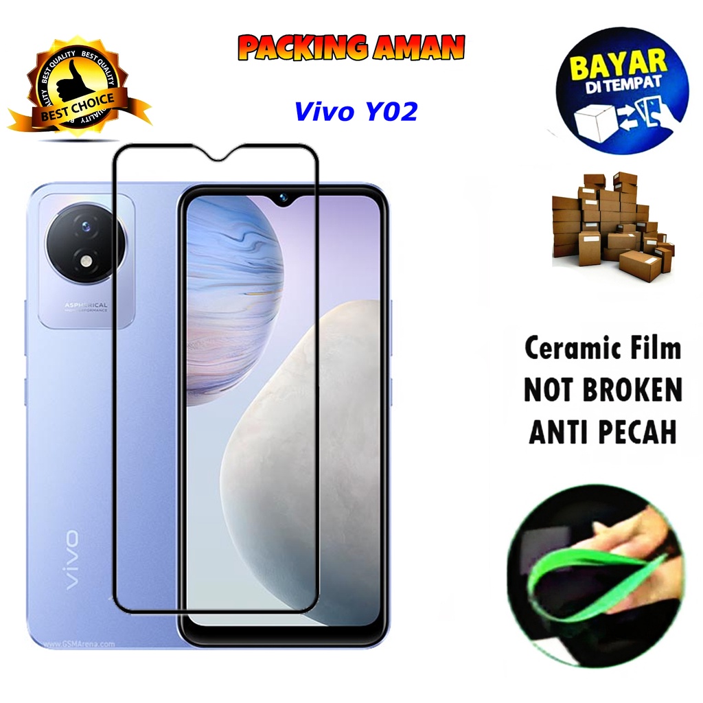 Tempered Glass Vivo Y02 FULL COVER FULL SCREEN Ceramic Film Anti Gores