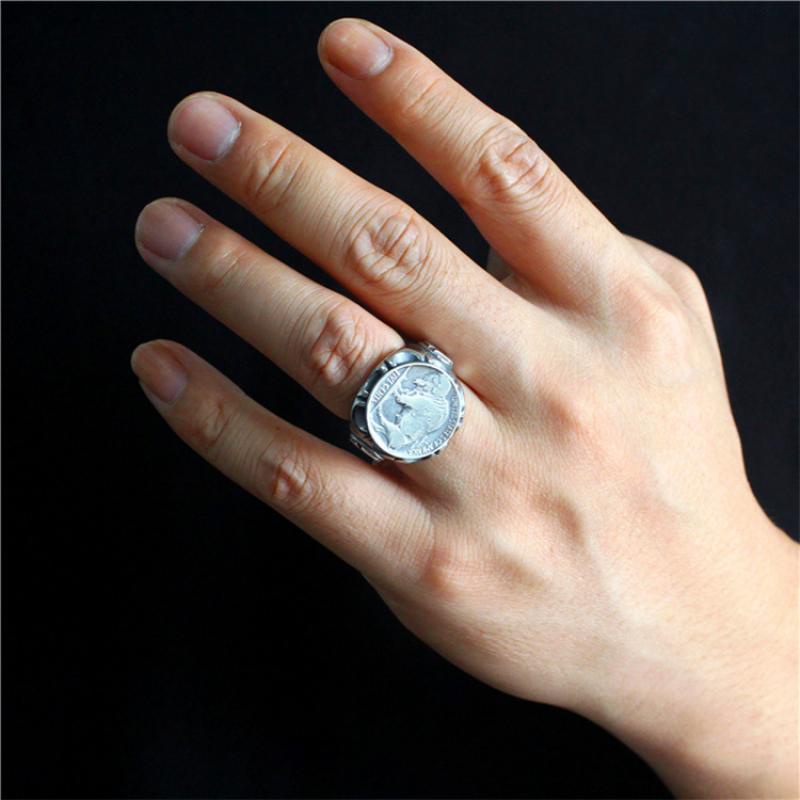 Vintage Fashion Cross Primal Cincin Pria Kerbau Hewan Logam Pria Single Ring Trending Pesta Perhiasan Hadiah