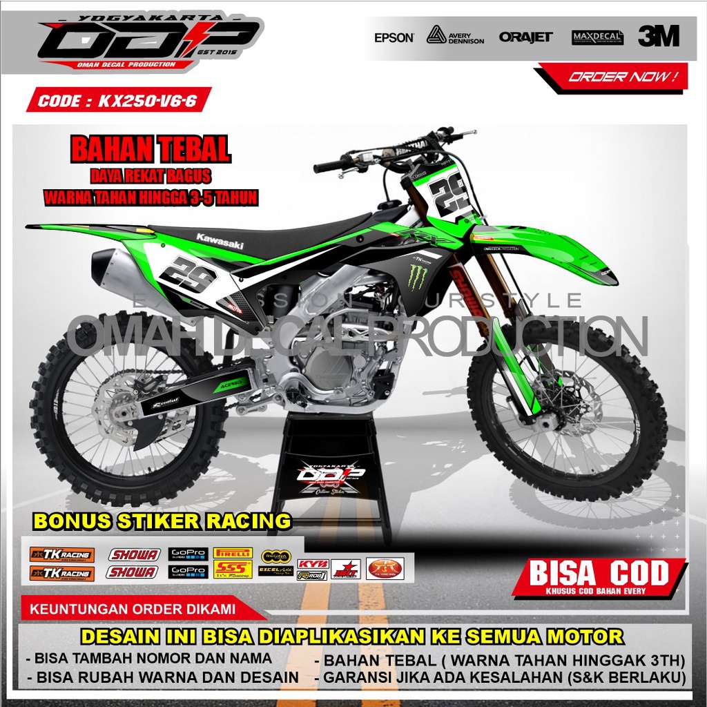 DECAL KX 250 V6 2020 FULL BODY DEKAL BODY SET KX 250 NEW STICKER MOTOR KX 250 NEW STIKER MOTOR TRAIL