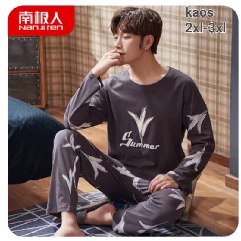 PAJAMAS COWOK REMAJA ABG TANGGUNG KAOS SPANDEX SETELAN CELANA PANJANG IMPORT BAJU TIDUR LAKI LAKI BIG SIZE L-3XL NEW COLLECTION