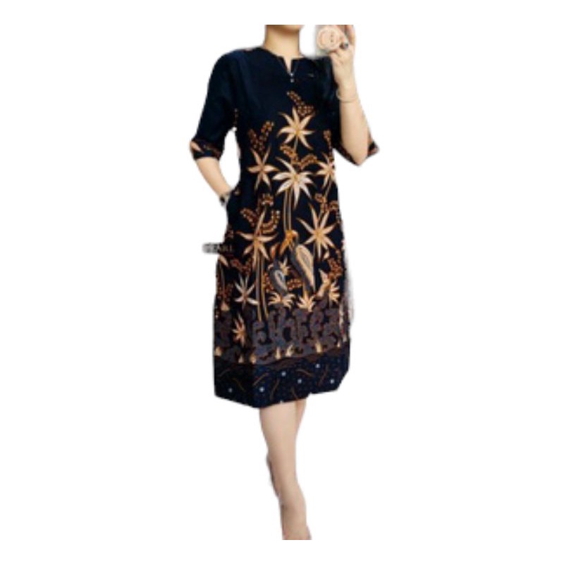 Dress Tunik Batik / Atasan Batik Wanita Lengan 3/4 / Baju Batik Cewek Dress Dres