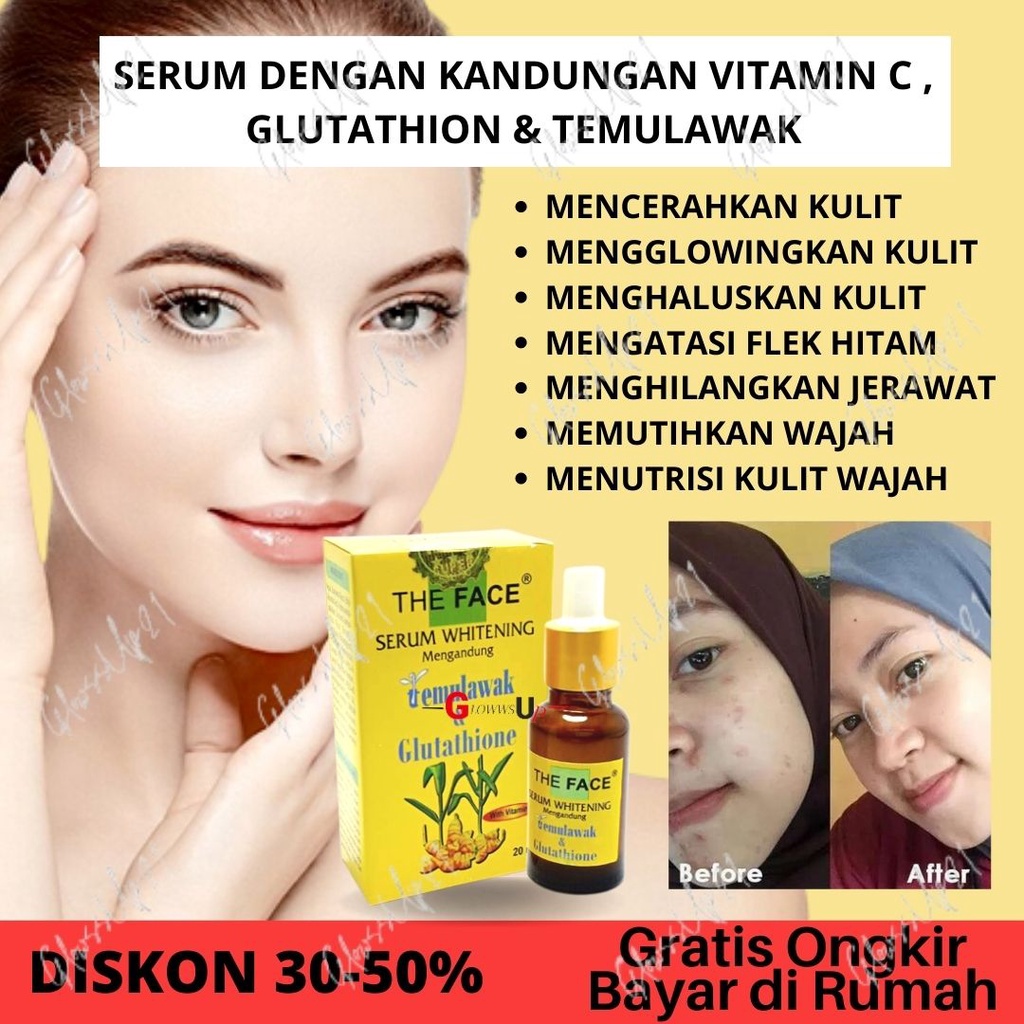 THE FACE Temulawak Whitening Serum with Glutathione 20ml