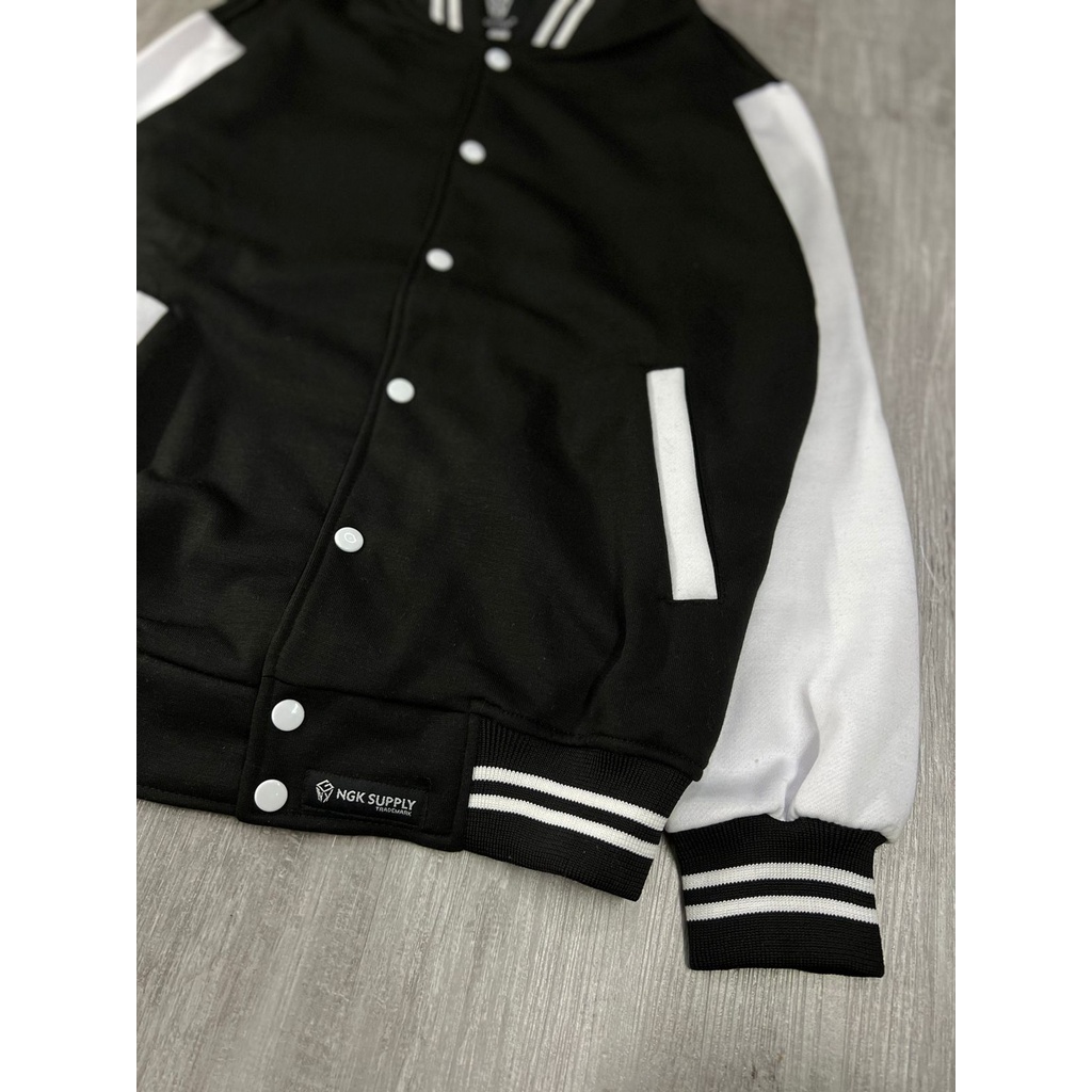 NGK Jaket Varsity Polos Blackwhite