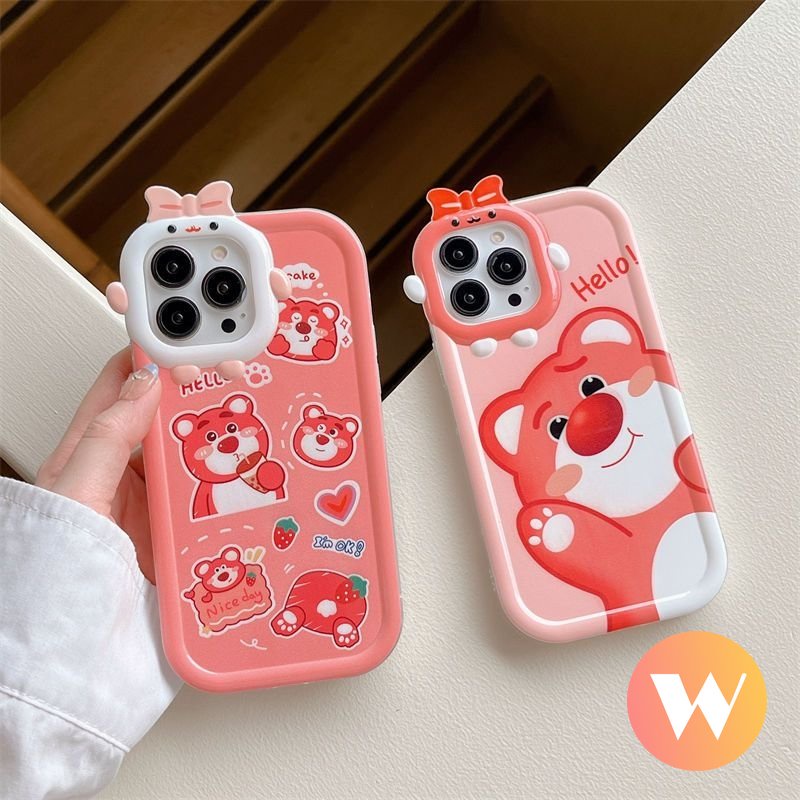 Casing Lensa 3D Bow Monster Redmi A1 10A 10C 9A 9T A1+10 9C NFC Redmi Note11 9 11s 8 11Pro+10 10 Pro Max Plus Mi 11Lite PO CO M3 Pro X3 NFC Lembut Beruang Lucu Strawberry Sarung Manyo