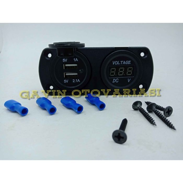 Charger Mobil Fast Charging Digital Voltmeter 2 USB 3 1A Charger Motor Mobil Casan HP Nmax Vario Bay
