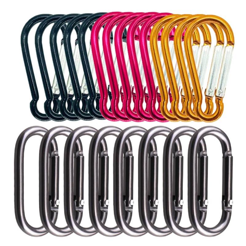 Klip Gantungan Kunci Karabeaner Aluminium Luar Ruangan Berkemah Penggunaan Harian Carabiner Gantungan Kunci Klip D Bentuk Cincin Caribeener Kait Gesper Spring Snap Key Chain Clips