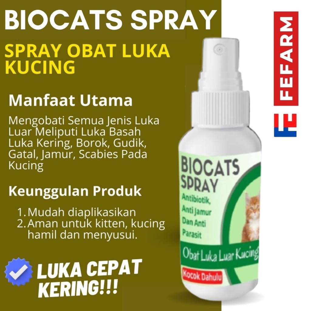 Biocats Spray Obat Luka Luar Hewan Kucing Anjing Ampuh FEFARM