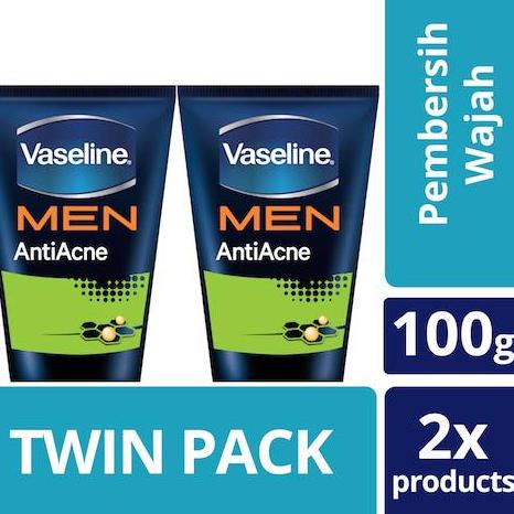 NEW PRODUCT 7940 Vaseline Men Anti Acne Facial Wash 100 gr Twin Pack ㄳ