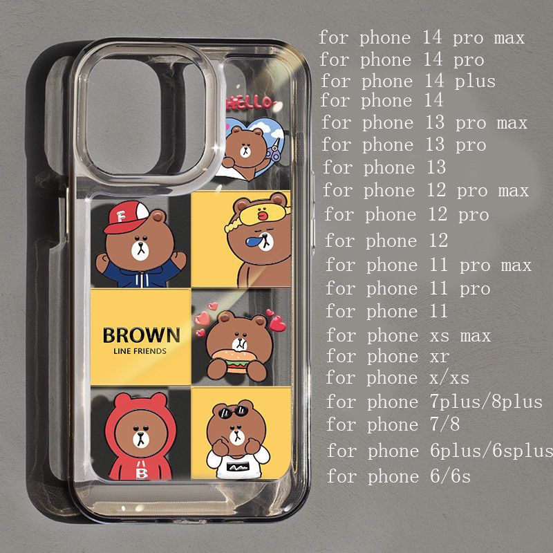 Casing Ponsel Lembut Tahan Guncangan Beruang Kelinci Lucu Kompatibel Untuk IPhone Casing11 14 13 12 Pro XS Max X XR 78 6 6S Plus Cover TPU Transparan