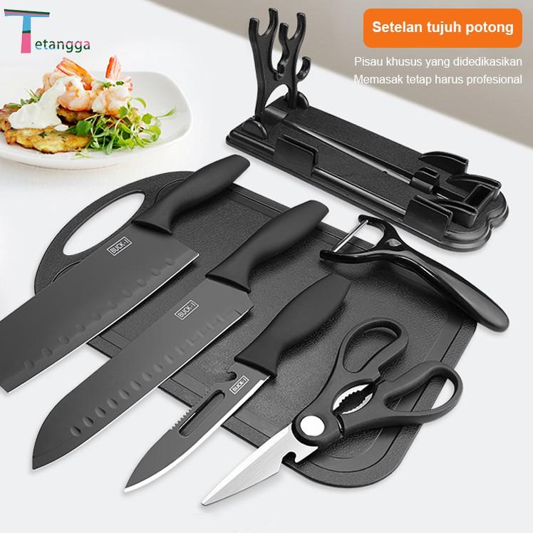 Dapatkan Koin PISAU SET 7 IN 1 TALENAN /Poenscae KITCHEN KNIFE SET / Pisau Dapur Set FREE TALENAN Pisau Keramik