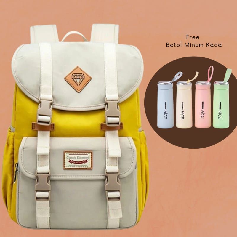 RAJA( COD ) Tas Ransel lucu 4 Warna Pink/ Hitam/ birutoska/ kuning / Cowok Untuk Sekolah Dan Jalan2