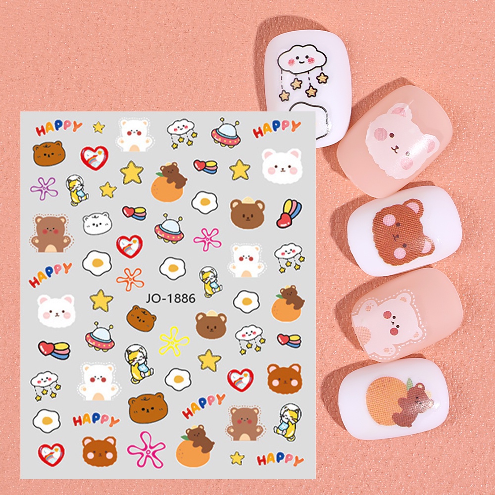 [Harga Grosir] 1pcs Dekorasi Nail Art Kelinci Stiker Kuku Anime Kartun Lucu Beruang Kecil Paw Nail Stickers DIY Stiker Kuku Untuk Anak Perempuan Dan Wanita