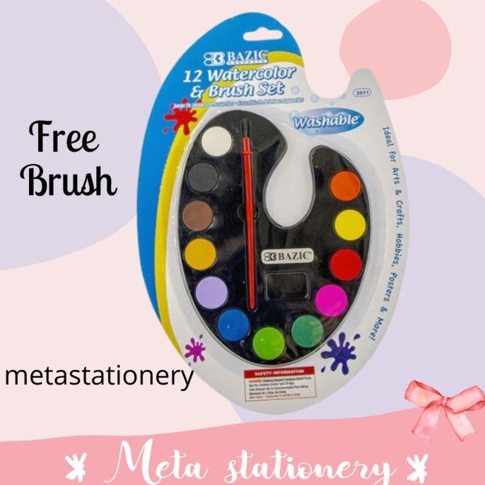 

TERBAIK CAT AIR / WATERCOLOR & BRUSH SET 12 WARNA BAZIC ( FREE KUAS ) DISCOUNT