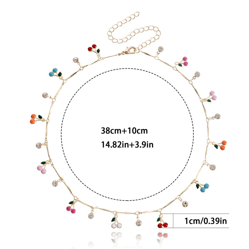 Warna-warni Menetes Cherry Zirkon Liontin Kalung Untuk Wanita Seksi Pendek Pantai Chokers Klavikula Rantai Perhiasan Boho Aksesoris