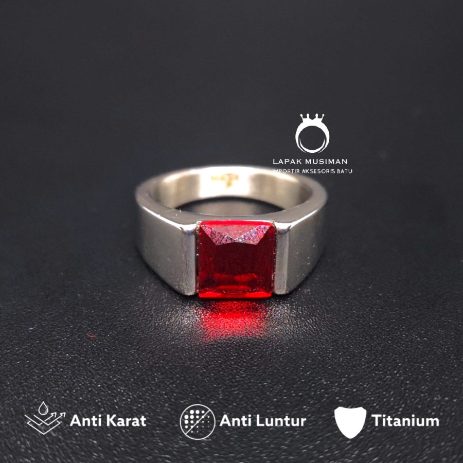 [Bayar Di Tempat] Cincin Pria Titanium Anti Karat Kualitas Super Batu Permata