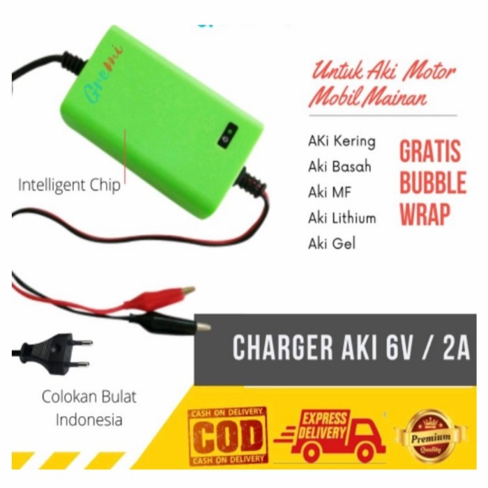 Carger Aki Mobil Motor Mainan 6Volt 2Ampere Charger Casan Aki