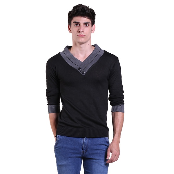 Sweater Pria Casual Rajut Hitam – SWE 1002