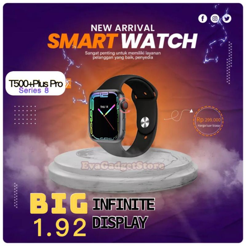 T500+ Plus | Pro Smartwatch Layar Sentuh 1.75 "Seri 7 Hiwatch Bluetooth Smart Watch T500 Plus