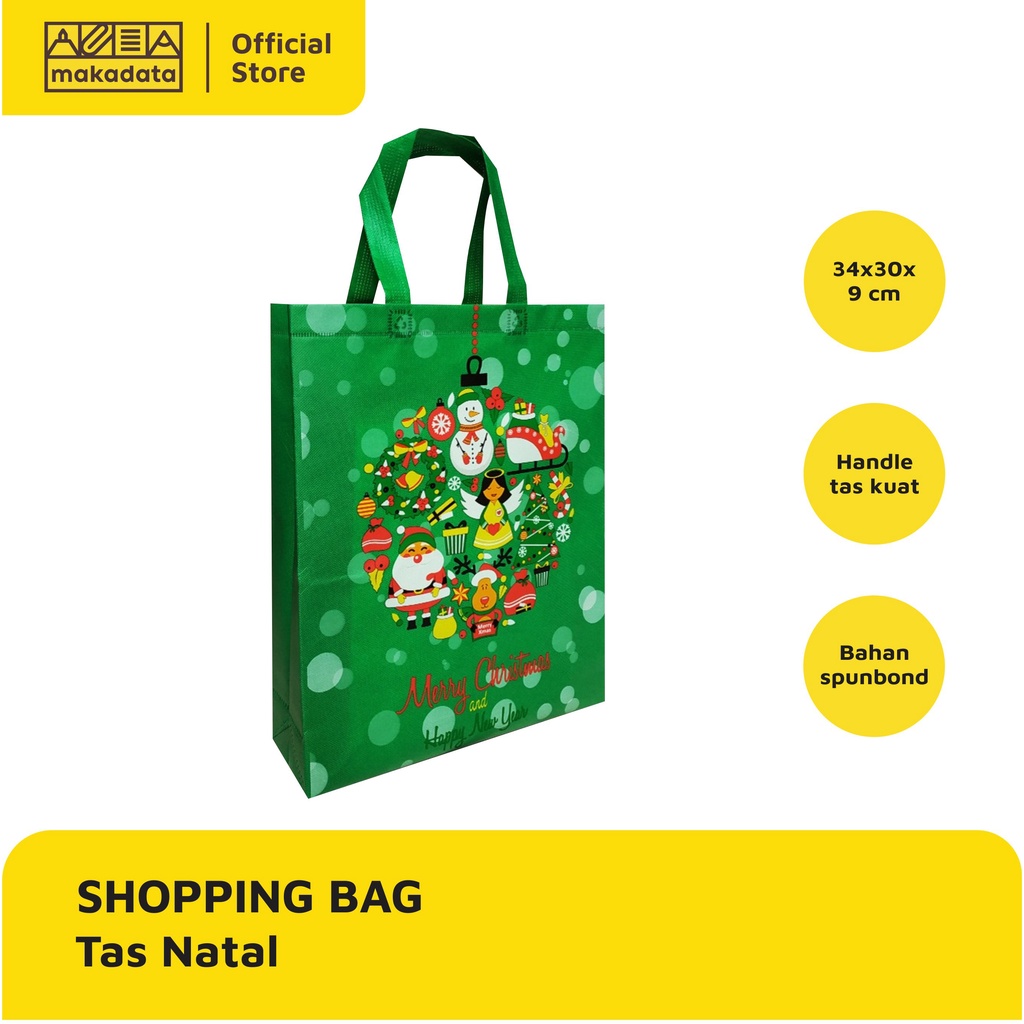 

GOODIE BAG / TAS KAIN / SPUNBOND NATAL 34X30X9CM (1 PCS) MURAH