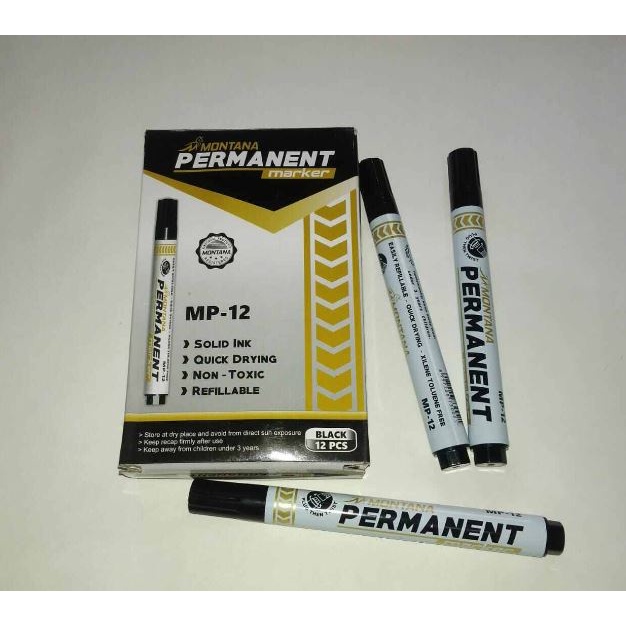 

(12Pcs) Spdiol Permanent Marker MP-12 Hitam / Spidol Permanent Murah