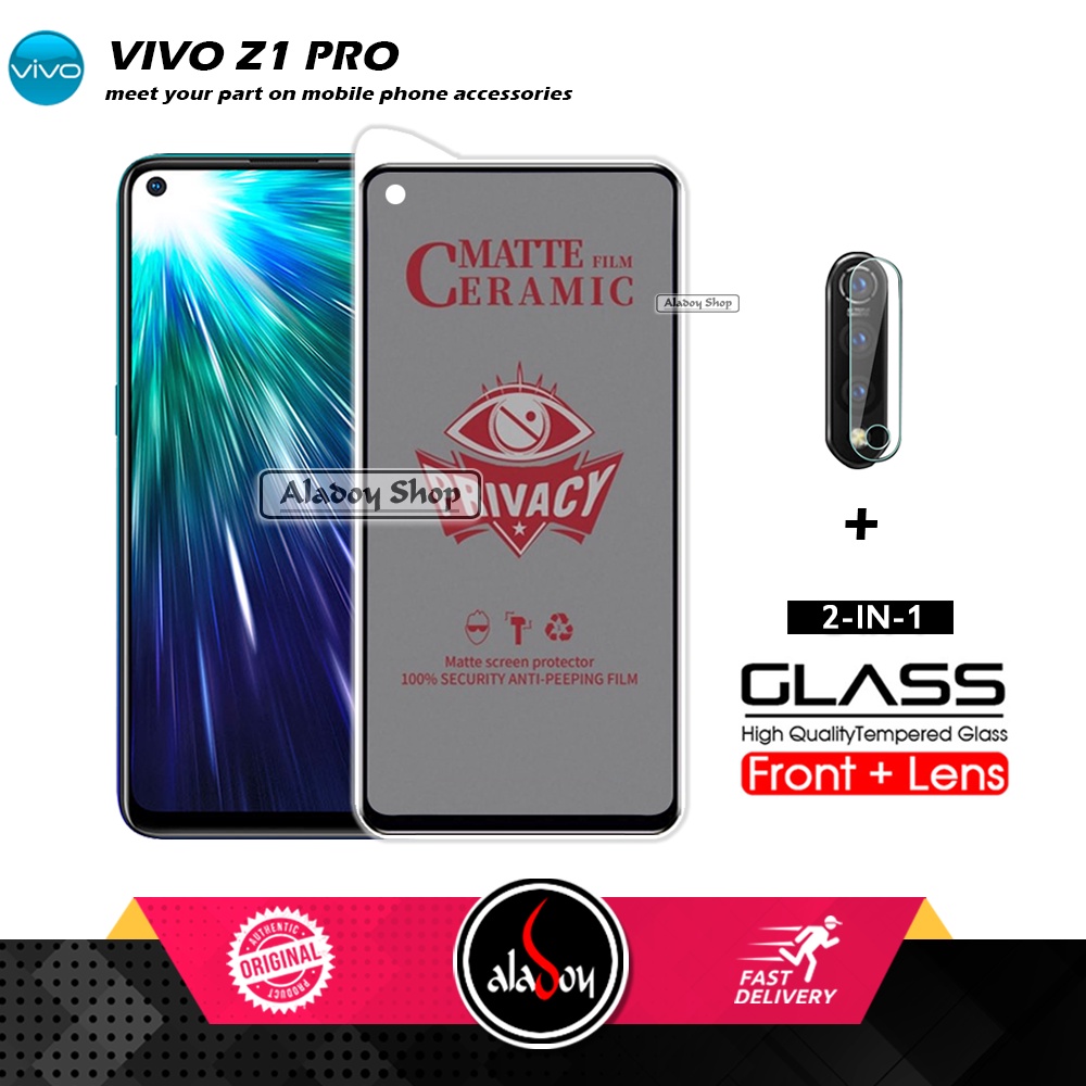 PAKET 2IN1 Anti Gores Privacy Vivo Z1 Pro + Tempered Glass Kamera