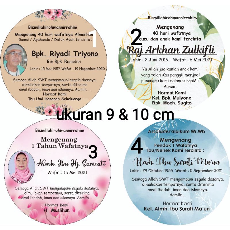 

stiker bulat tahlil, wafatnya 40, 100,1000, pendak, dll