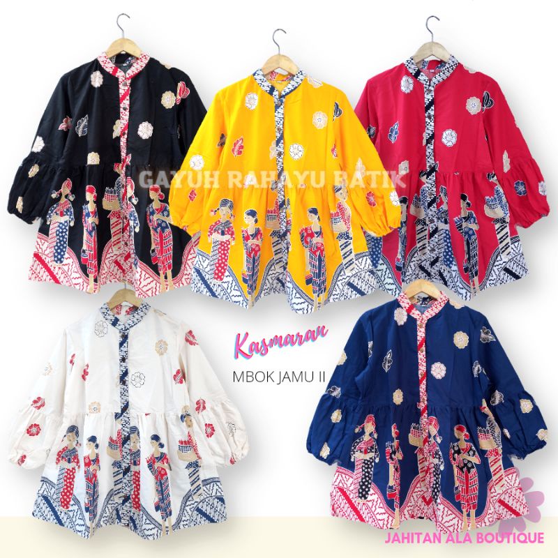 KASMARAN MBOK JAMU II - Atasan Batik Wanita Modern Terbaru, Blouse Batik Model Panjang, Baju Batik W
