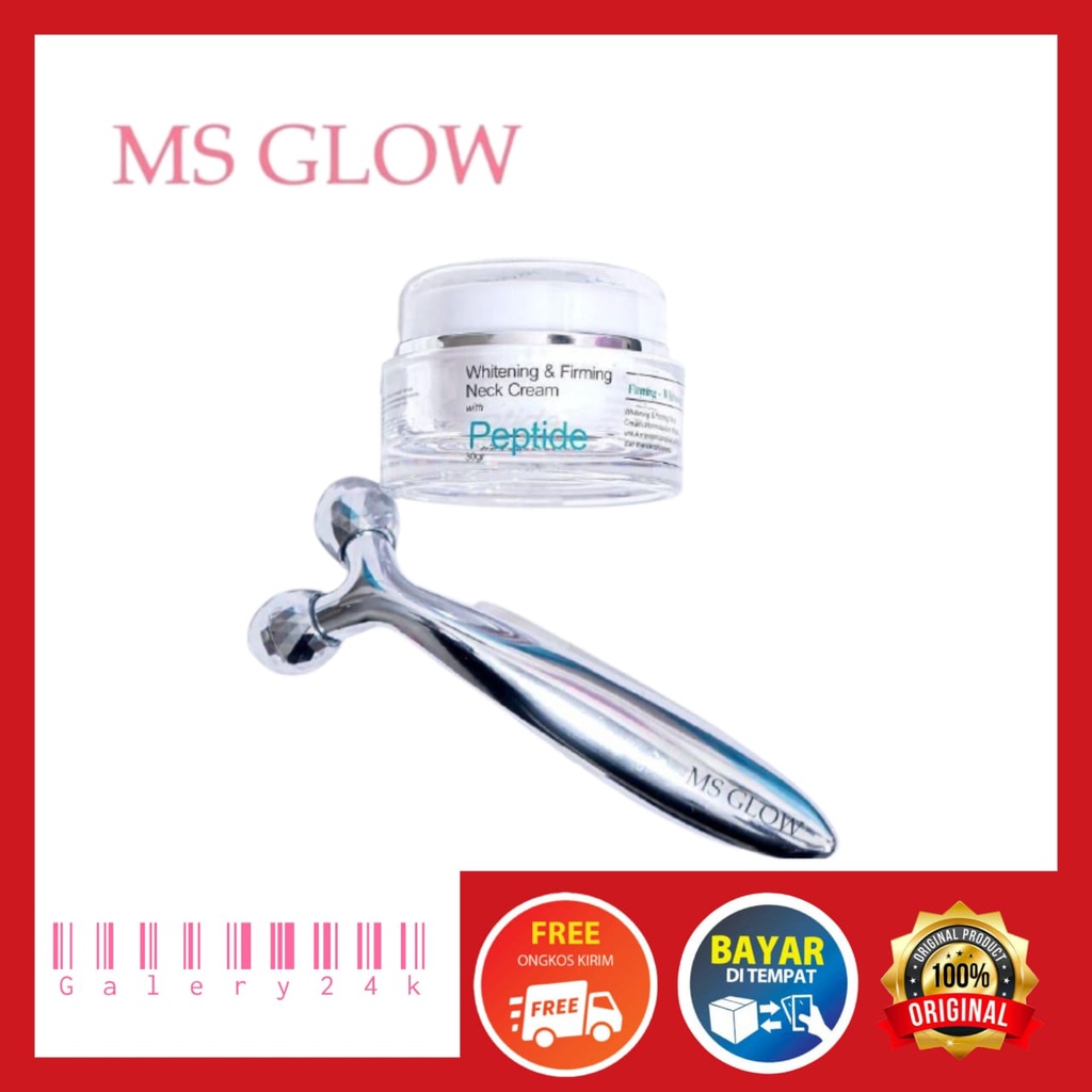 Cream Leher MS Glow Neck Cream Pemutih Leher MS Glow Free Roller Krim Pemutih Leher MS Glow Original