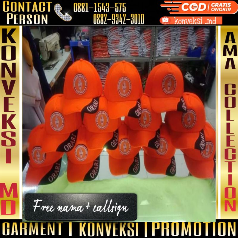 topi Orari orange/Topi Orari full bordir/topi Orari bordir