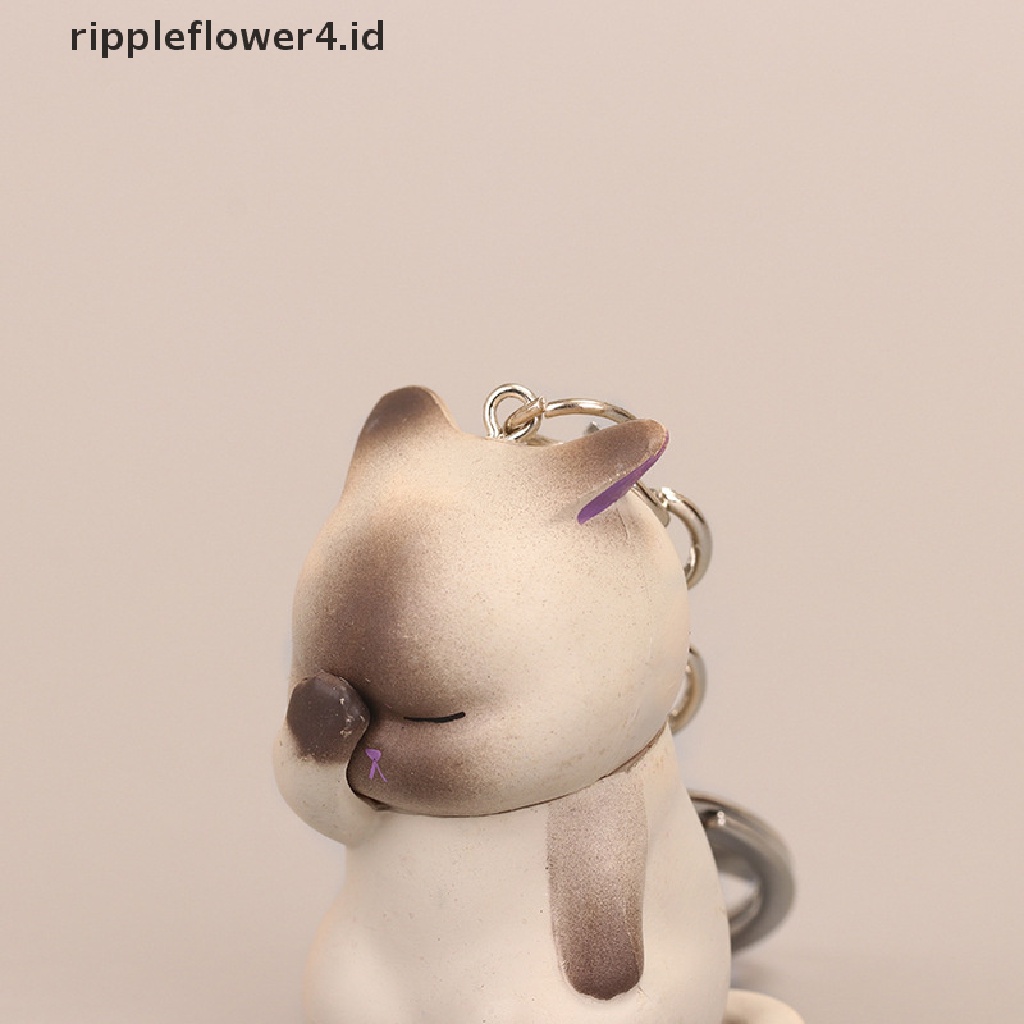 {rippleflower4.id} Gantungan Kunci Kucing Malu Lucu Chubby Kitten Keyring Trinket Tas Ornamen Kunci~