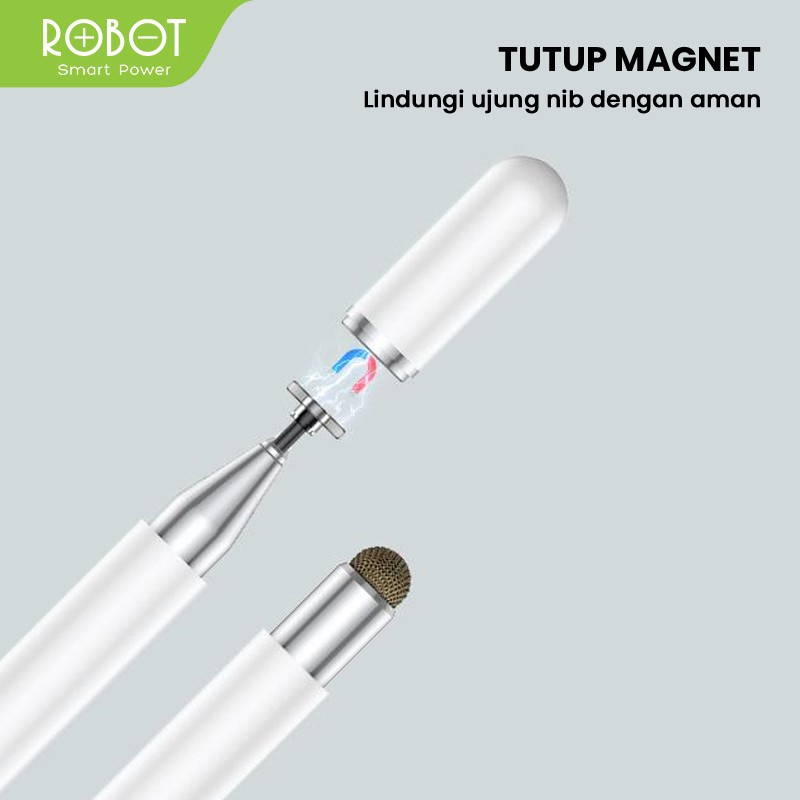 ROBOT RSP01 Universal 2 in 1 Capacitive Stylus Pen for Mobile and Tablet PC White
