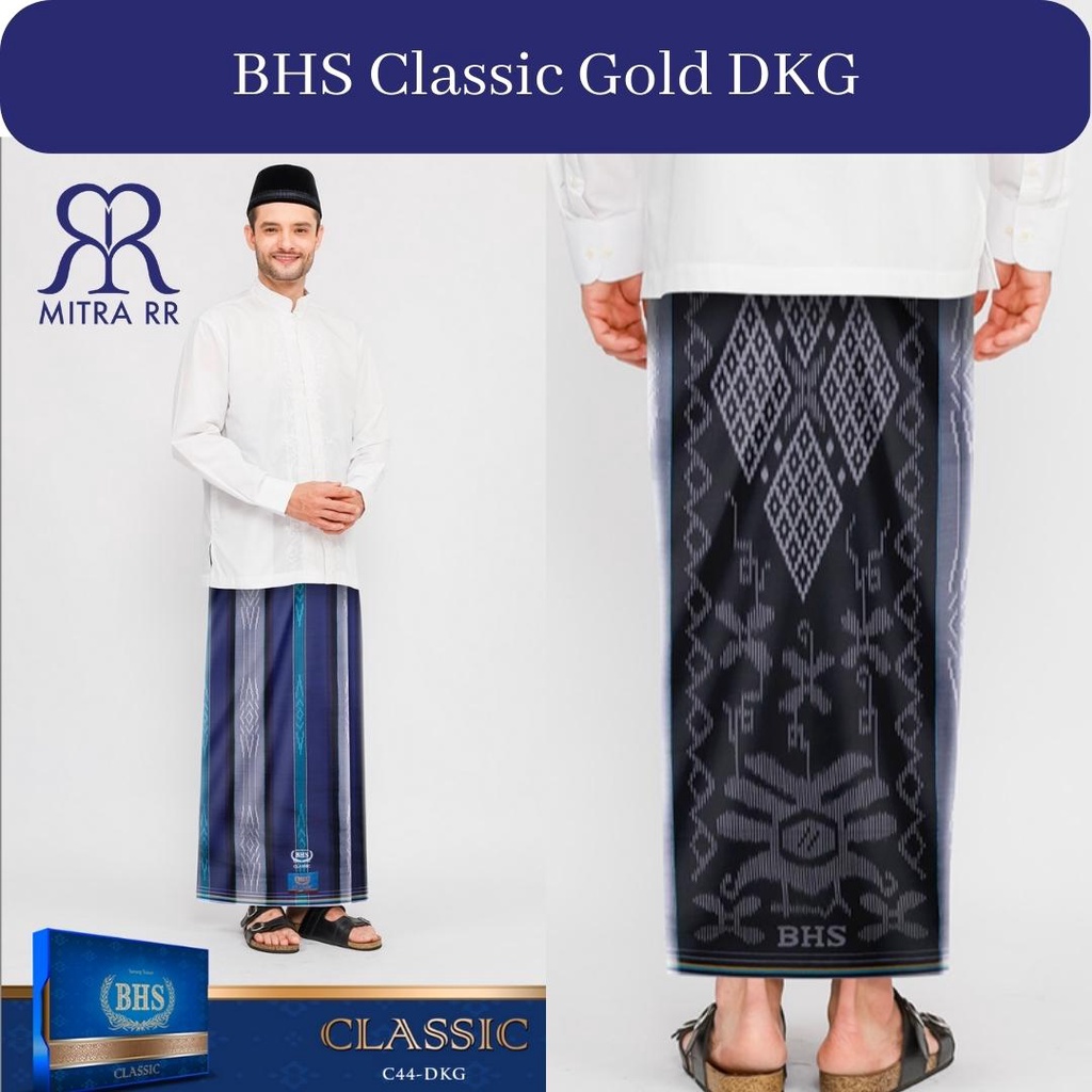 Sarung BHS Classic Gold Motif DKG Hitam Biru Cokelat Merah / Sarung Dewasa