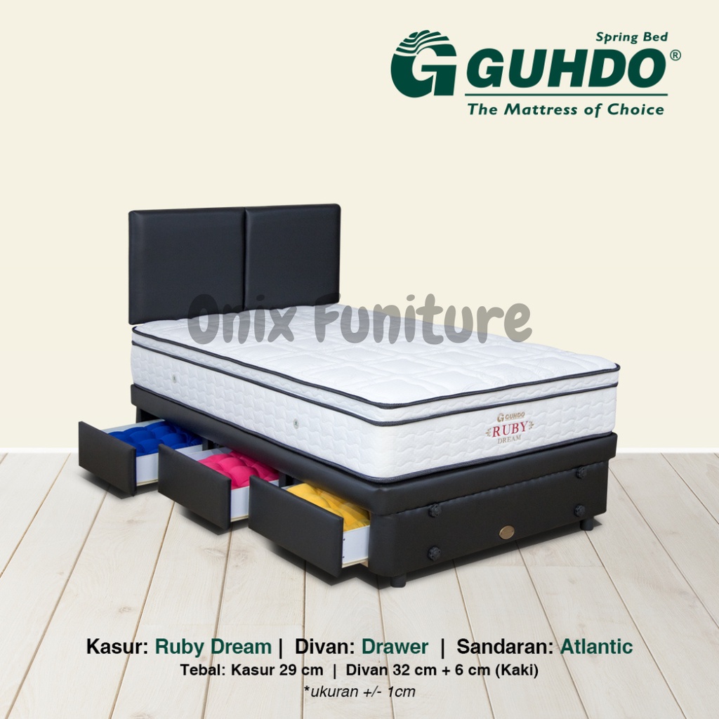 Springbed Gudho Base Drawer Ruby Atlantic FULLSET 120x200 Black