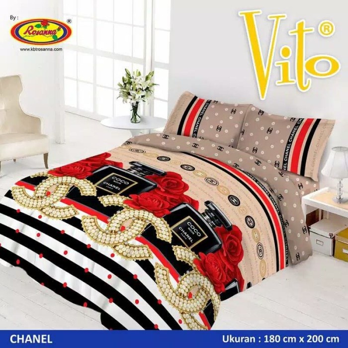 Bedcover Set King Rosana Vito Chanel 180/160x200 cm {Property Off Liliy Grosir Sprei Jakarta}