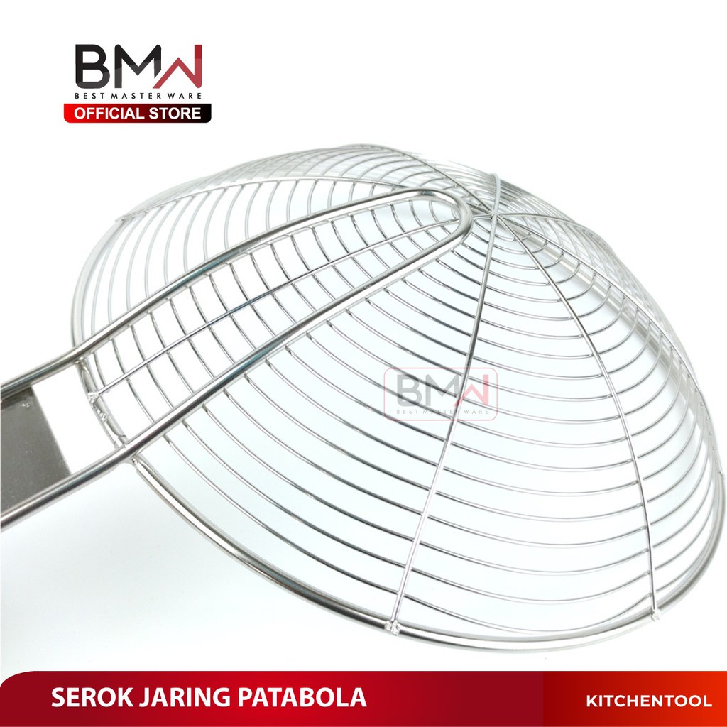 PROMO - Saringan Mie Gagang Kayu Stainless Steel Jumbo Tebal /  Serokan Serok Minyak / Serok Parabola Saringan Serbaguna / Saringan Kerupuk  Gagang Kayu