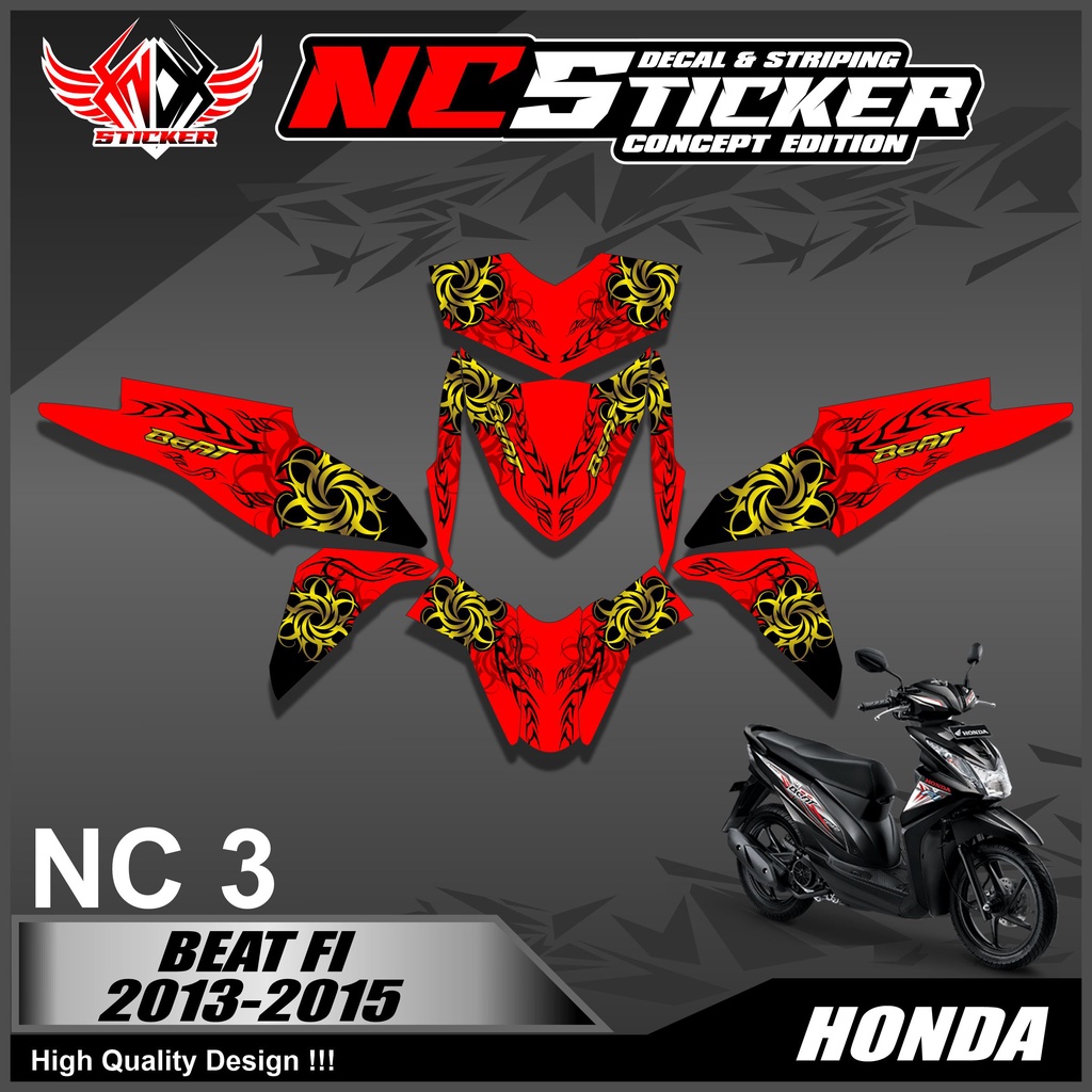 Decal motor Honda Beat Fi 2013,2014,2015 Design Tribal Sticker motor beat full body beat fi