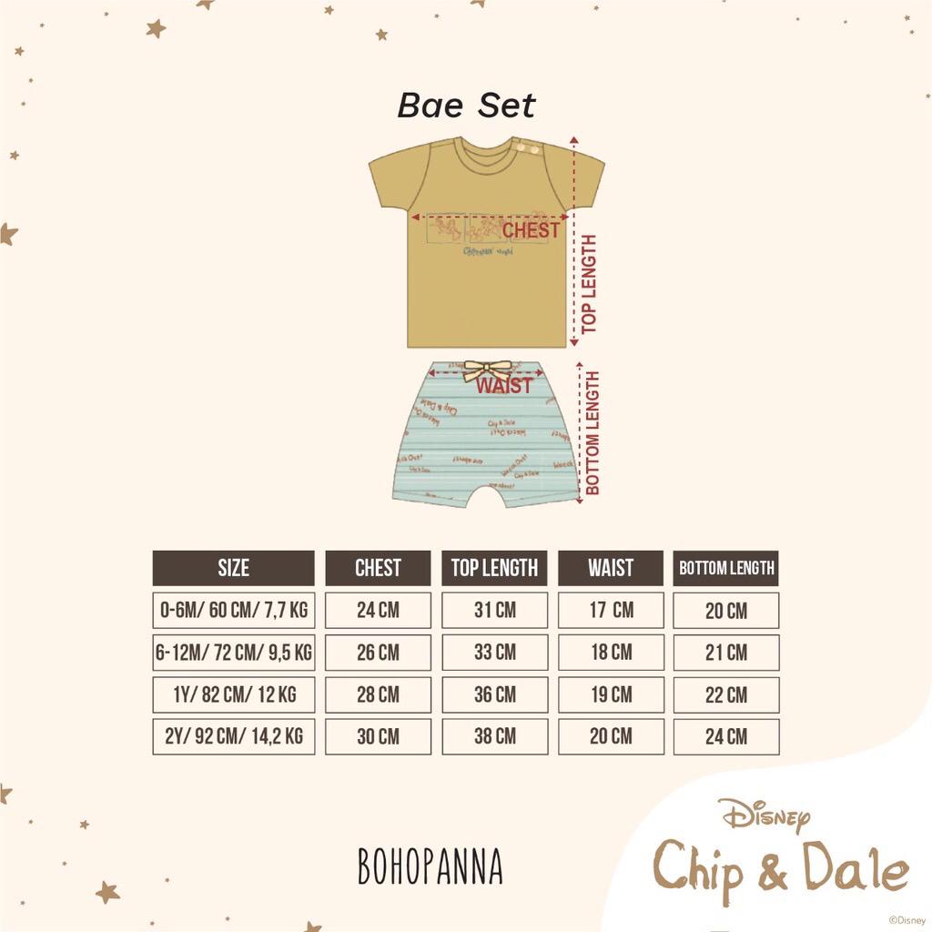 BOHOPANNA Bae Set Unisex 0-2 Tahun Stitch Chip n Dale Setelan Pendek Anak BohoPanna