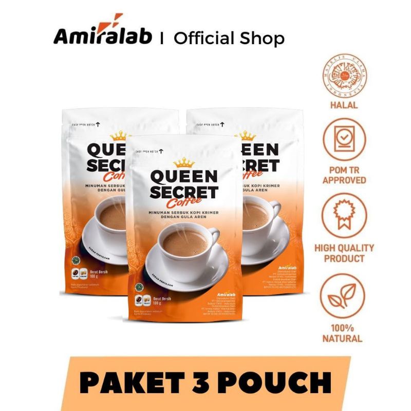 Queen secret coffee (PAKET 3 PCS) kopi melancarkan haid 100 gram