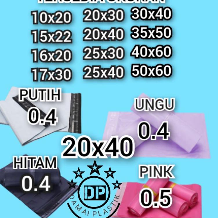 

✄✄ Kantong Plastik Packing PE 20x40CM Olshop Polymailer Hitam Putih Pink 20x40 Amplop ungu