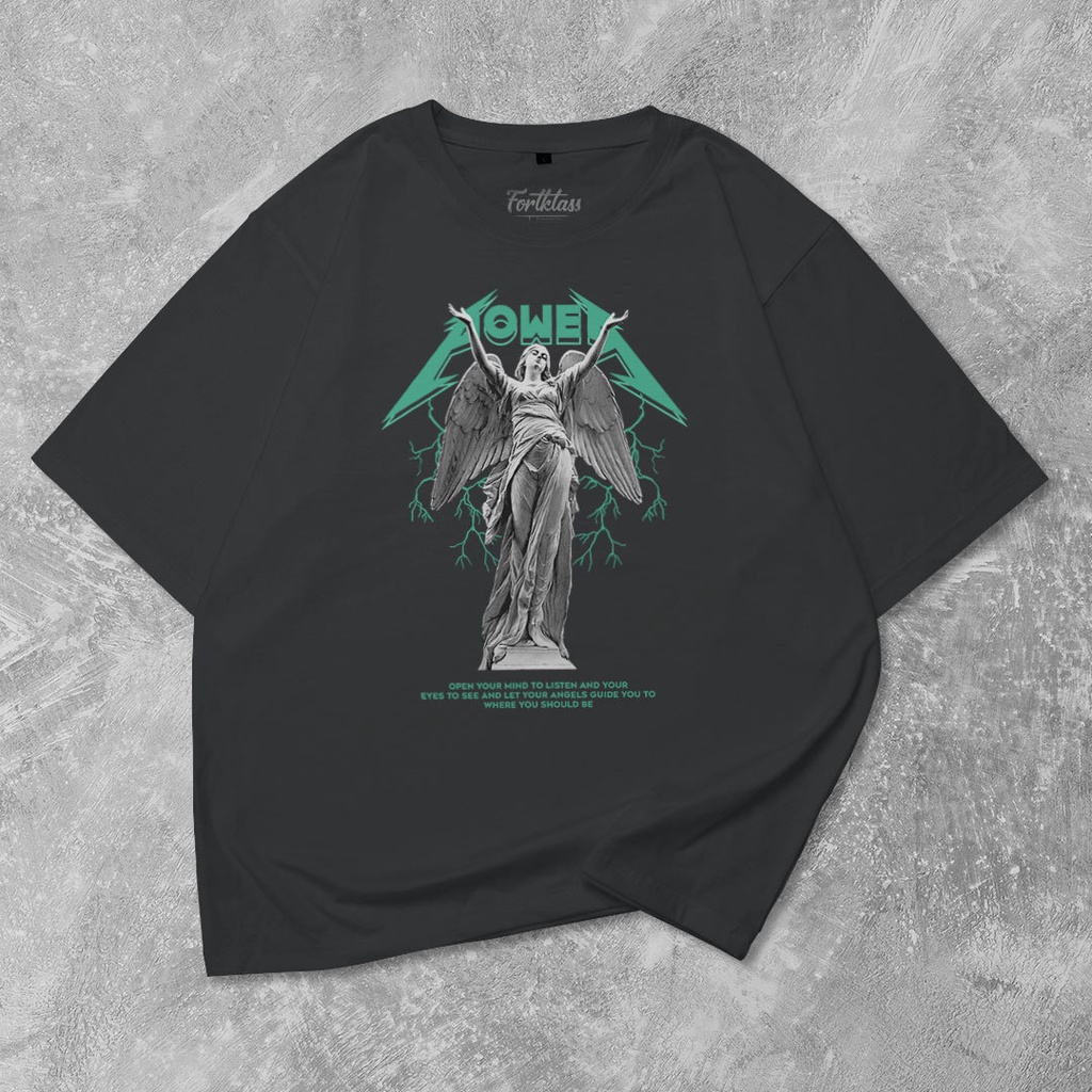 Fortglass Angel Power Kaos Oversize T-Shirt Cowok Premium
