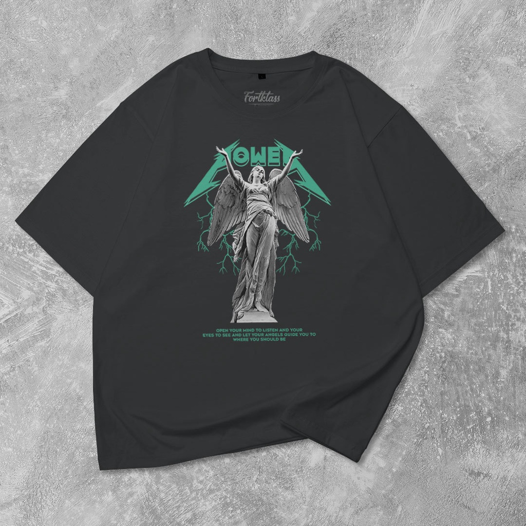 Fortglass Angel Power Kaos Oversize T-Shirt Cowok Premium