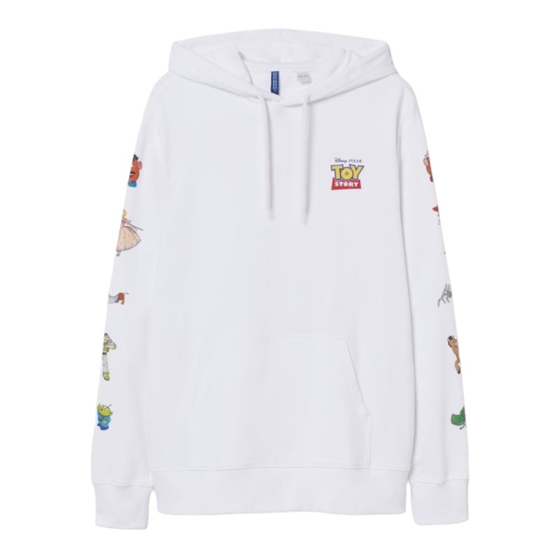 ( 8.8 ) Hoodie H&amp;M Unisex Sablon Toy Story White Putih,  Flecee Katun Lembut Tebal, Free Papperbag