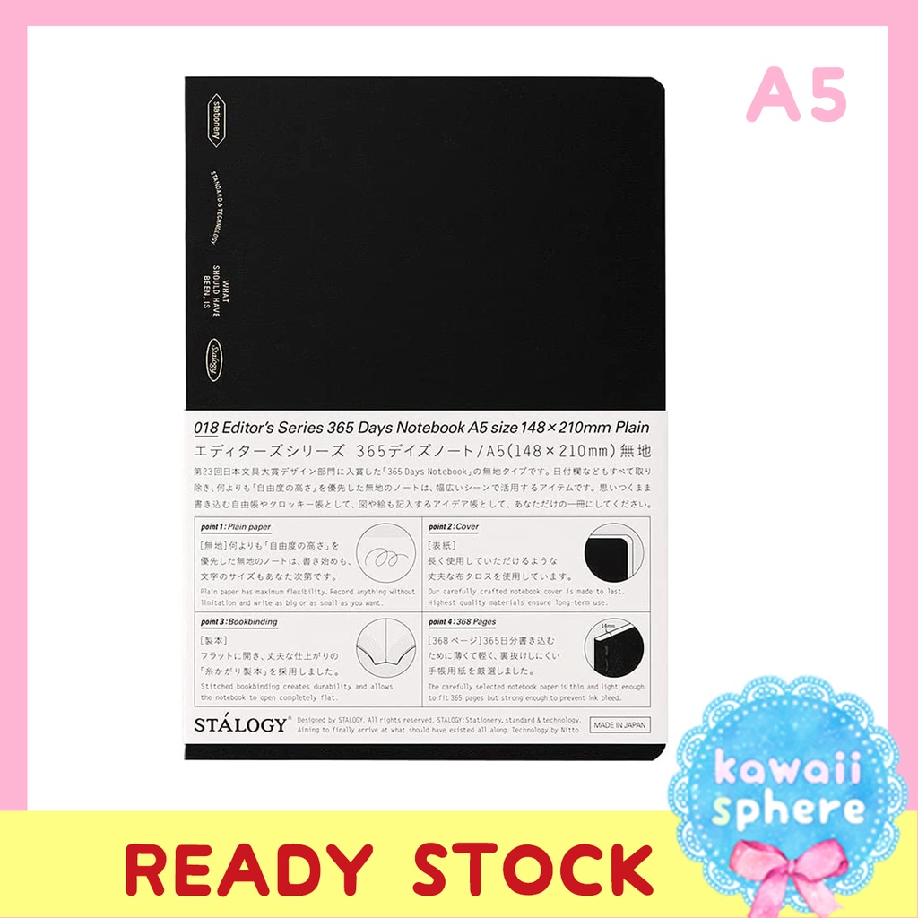 

Stalogy A5 Plain (Blank) | 365 Days Notebook | Planner Jepang Ready Stock